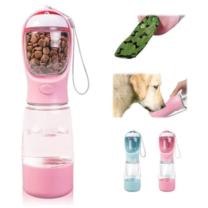 Portable Dog Water Bottle with Food Container and Travel Bowl - Essential Pet Dispenser for Walking and Hiking
