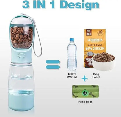 Portable Dog Water Bottle with Food Container and Travel Bowl - Essential Pet Dispenser for Walking and Hiking
