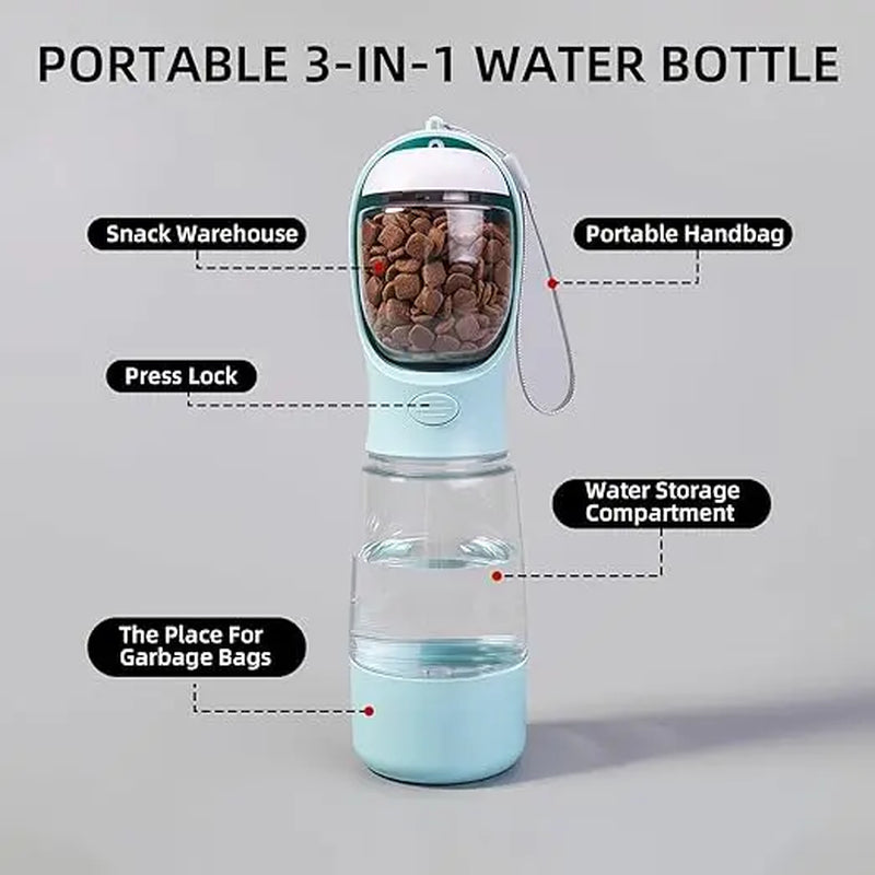 Portable Dog Water Bottle with Food Container and Travel Bowl - Essential Pet Dispenser for Walking and Hiking