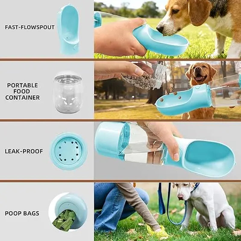 Portable Dog Water Bottle with Food Container and Travel Bowl - Essential Pet Dispenser for Walking and Hiking